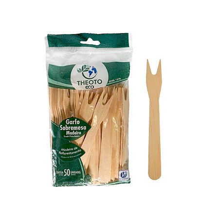 Garfo de Madeira Sobremesa com 50 unidades Theoto