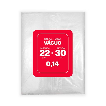 SACO PLÁSTICO PARA VÁCUO 22CM X 30CM X 0,14 COM 1.000 UNIDADES
