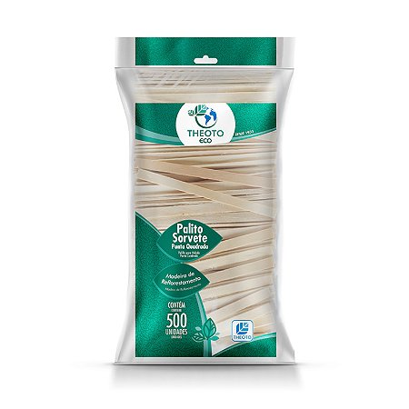 Palito Sorvete Quadrado Madeira 12cm 500 unidades Theoto
