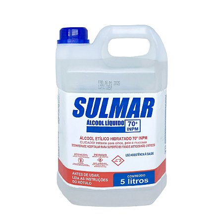 Álcool Líquido Hospitalar 70% 5L - Sulmar