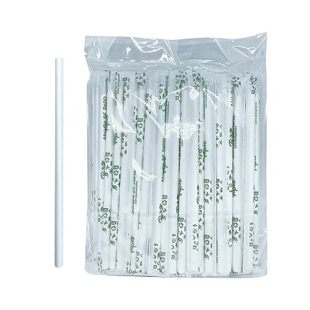Canudo de Papel Reto 8mm Sachê Branco com 100 unidades BioPaper