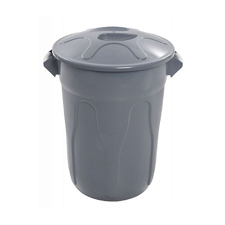 Lixeira Redonda com Tampa 100L Cinza - JSN