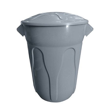 Lixeira Redonda com Tampa 100L Cinza - JSN