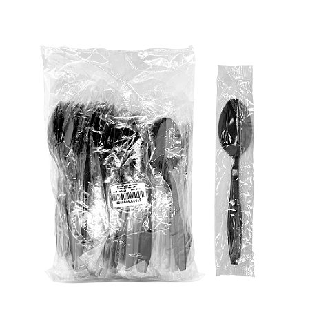 Colher Refeição Master Cor Preto Wer C/50 - Embalado Individualmente