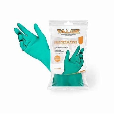 Luva Borracha Talge Nitrilica Verde  (M)