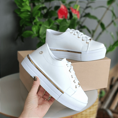 Tênis Branco com Dourado Margarida Chick