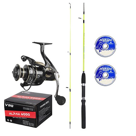Kit Pesca Molinete 13 rolamentos Vara 20 Libras 1,65 metros 2 linhas