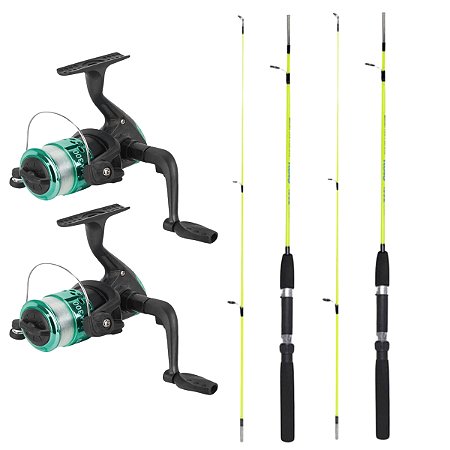 Kit Pesca Verde 6 Peças 2 Molinetes 2 Varas 4-12 Libras 2 Linhas