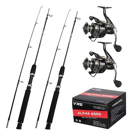 Kit Pesca Pesada 2 Varas 1,80 2 Molinetes 6000 13 Rolamentos