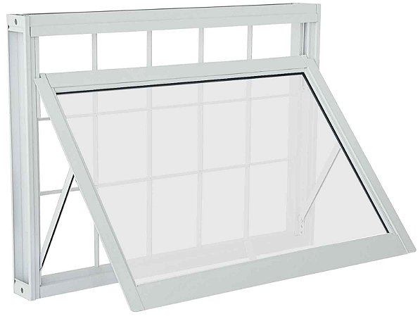 Janela Maxim-ar Grade Quadriculada Aço Linha Prátika - Com Vidro