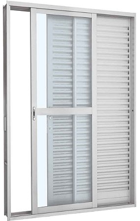 Porta Balcão de Correr Aço - 3 Folhas - Branco - Linha Prátika