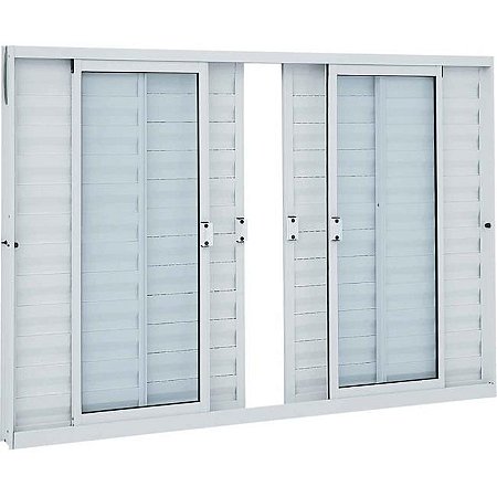 Janela Veneziana de Correr sem Grade Alumínio - 6 Folhas - Branco - Linha Alumifit