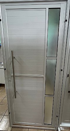 Porta Alumínio Lambril 3 vidros com Puxador - L25