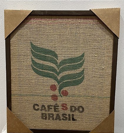 Quadro Emoldurado Cafés do Brasil em Juta