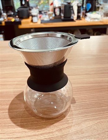 Jarra de Vidro 200ml com Coador Permanente em Aço Inox