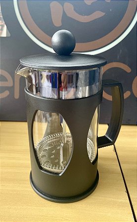 Cafeteira Prensa Francesa 350ml vidro e proteção preta.