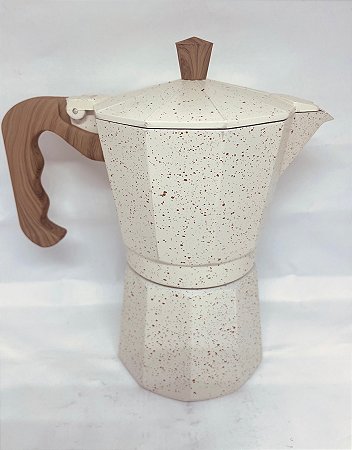 Cafeteira Italiana Moka Marmorizada branca - capacidade até 03 xícaras
