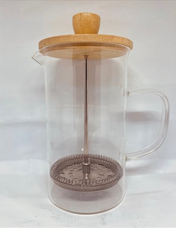 Prensa Francesa com tampa de bambu - 600ml em vidro