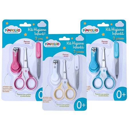 Kit Higiene Infantil Pimpolho Cortador Tesoura Menino Menina