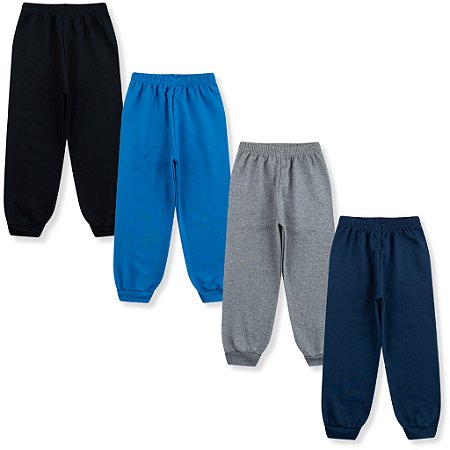 Kit 4 Peças Calça Moletom Infantil 1 a 8 Liso Menino