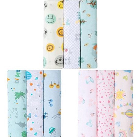 Kit Cueiro Bebê Composê Flanelado Macio 3 Unidades 80 cm x 50 cm