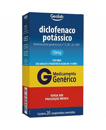 Diclofenaco De Potássio 50mg 20 Comprimidos