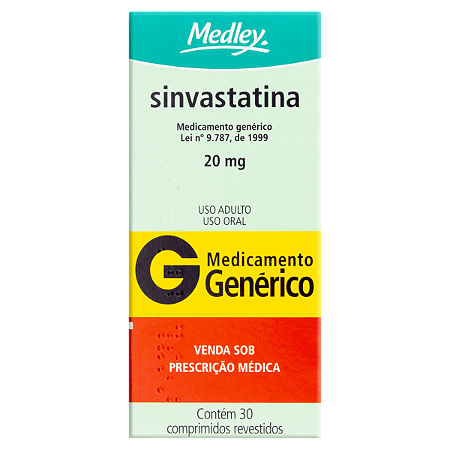 Sinvastatina 20mg 30 Comprimidos Revestidos