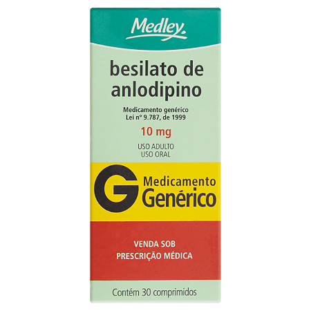 Besilato De Anlodipino 10mg 30 Comprimidos