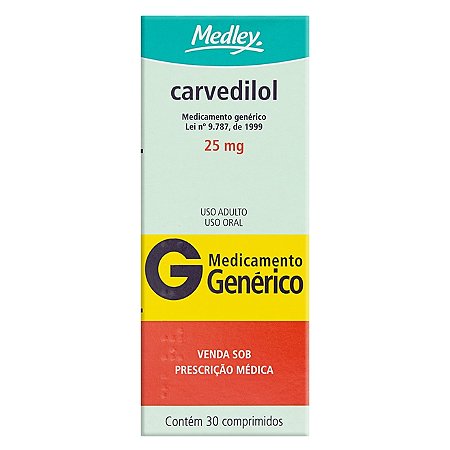 Carvedilol 6,25mg 30 Comprimidos