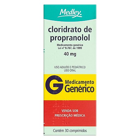Cloridrato De Propranolol 40mg 30 Comprimidos