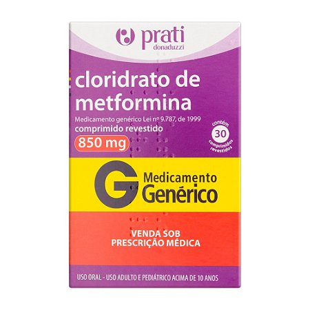 Cloridrato De Metformina 850mg 30 Comprimidos Revestidos