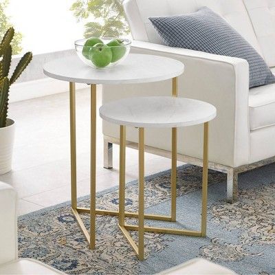 Conjunto de Mesas Laterais Lile em Metal com Tampo Mdf