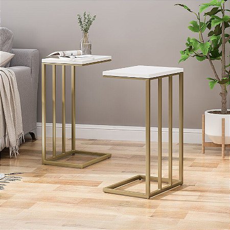 Conjunto Mesa Lateral em Metal Riade Sala de Estar
