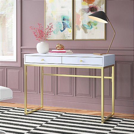 Escrivaninha para Escritório Home Office Oslo em Metal Dourado