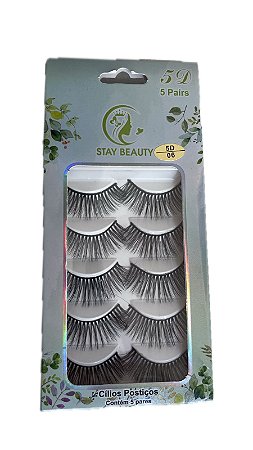 Cartela com 5 pares de cílios postiços 5D06