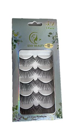 Cartela com 5 pares de cílios postiços 5D03