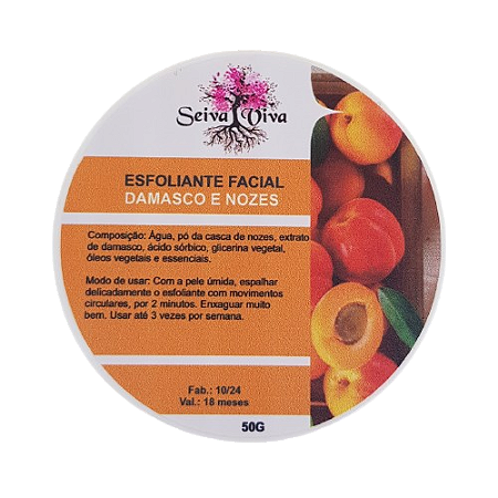 Esfoliante Facial Damasco e Nozes 100% Natural