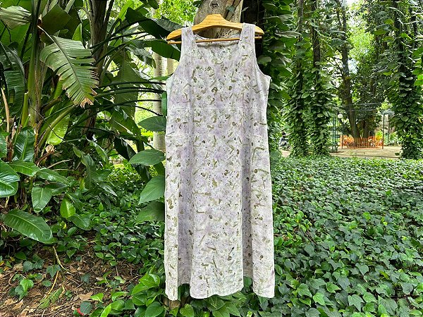 VESTIDO IMPRESSÃO MACELA E PAU BRASIL