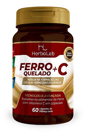 FERRO QUELADO + VITAMINA C -  60 CAPS - SUPER CONCENTRADO