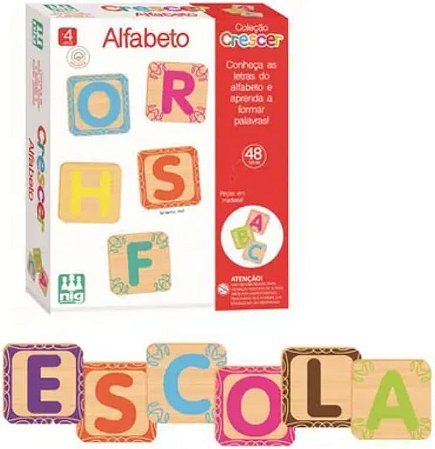 Alfabeto em Madeira 48 Peças