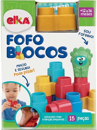 Brinquedo para Montar Fofo Blocos 15 Peças, Elka, Multicor
