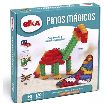 Brinquedo Educativo De Montar Pinos Magicos 170 Peças - Elka