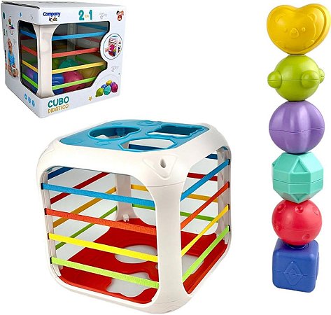 Brinquedo educativo cubo didático 2 em 1 para bebês