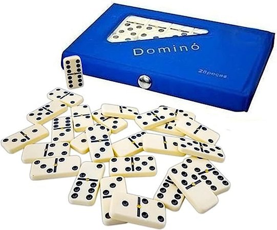 Jogo de Dominó Profissional de Osso com 28 Peças e Estojo