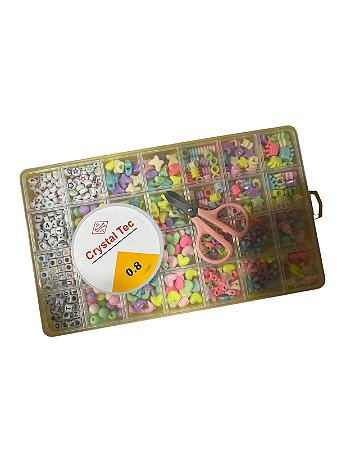 Maleta Infantil Peças + Silicone Micangas de fazer Pulseiras Miçangas Colares