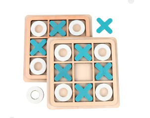 Brinquedo Jogo da Velha - Branco Azul Madeira -cor azul