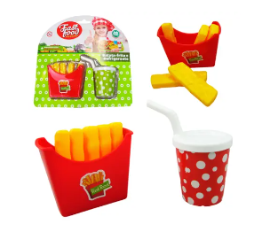Kit cozinha infantil com batata frita + refrigerante fast food 8 peças