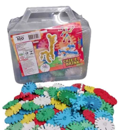 Discos Para Montar Crie E Brink Maleta Brinquedo com 100 unidades