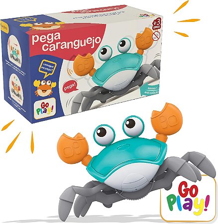 Pega Caranguejo - Brinquedo com Música, Que Anda e Evita Obstáculos - Movido a Pilhas (AA) (Verde!)