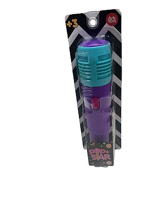Microfone Infantil Musical Pop Star Com Som e Luz - cor: roxo com azul